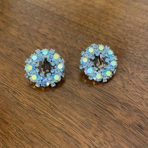 Weiss aurora borealis clip on earrings